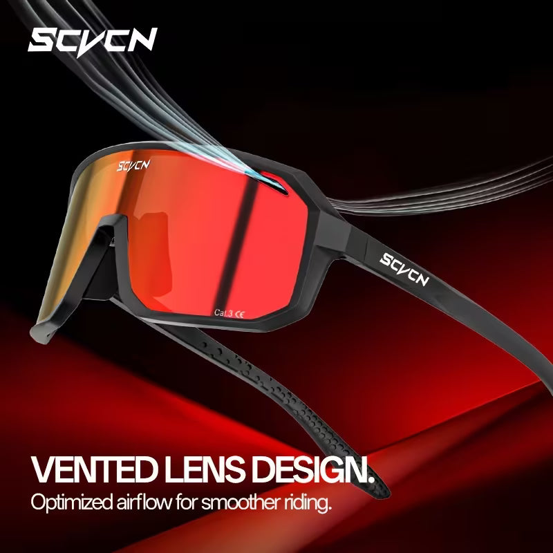 SCVCN Cycling Glasses Red Lens
