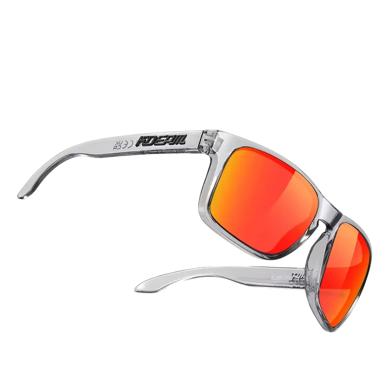 KDEAM Plus Size Classic Square Polarized Sunglasses. Clear/Red Lens