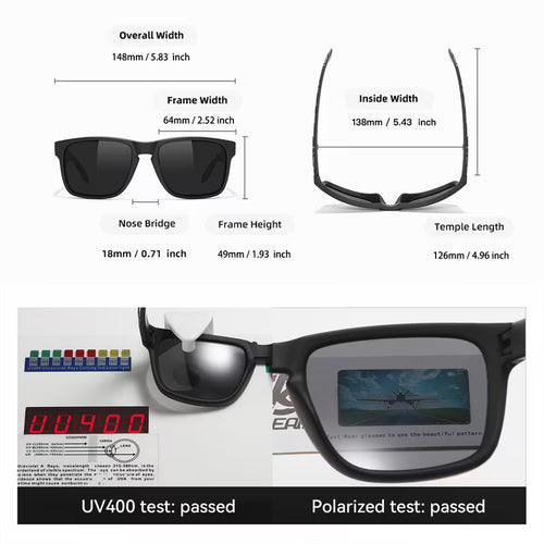 KDEAM Plus Size Classic Square Polarized Sunglasses. Clear/Red Lens